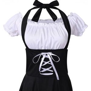 Colorful House Maid Cosplay Lace-Up A-Line Skirt XL Black White Gothic Anime